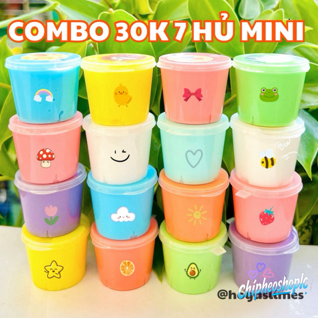 [Giá Sỉ] Combo 7/10 Hủ Mini Basic Slime 1K Không Dính Tay Kèm Borax, Cốm/ Đồ Chơi Chất Nhờn Slam An 