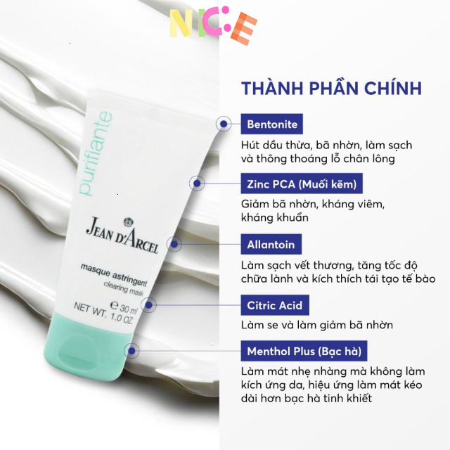 J12 Mặt nạ giúp làm sạch, giảm dầu và giảm đỏ da Clearing Mask - Jean d'Arcel