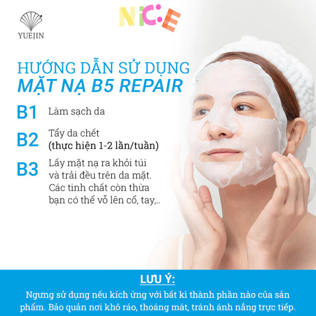 Combo 10 Mặt nạ B5 Yuejin Repair Control EGF cấp ẩm đa tầng, phục hồi & làm dịu da - Yuejin