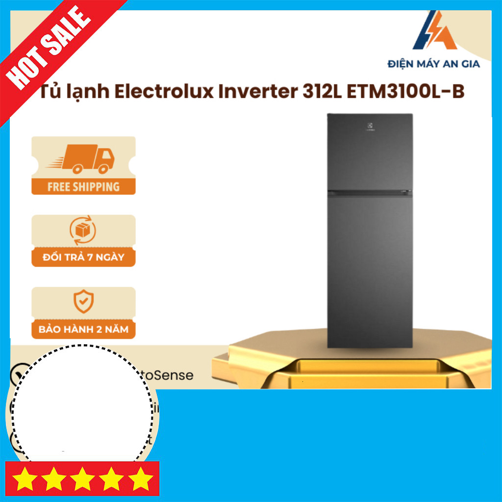 Sale Tủ lạnh Electrolux ETM3100L-B - Dung Tích 331L - Màu Đen Nhám - Bộ Lọc Than Hoạt Tính - PEB .