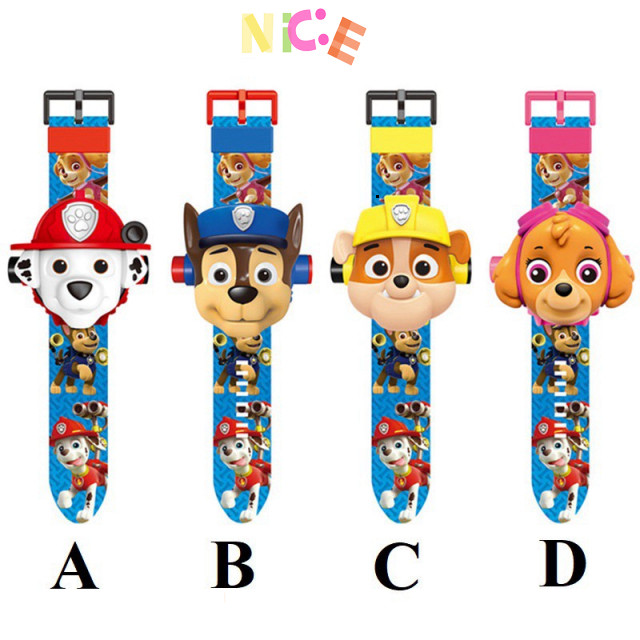 Đồng Hồ Chiếu Hình Paw Patrol Chase Marshall Rubble Skye