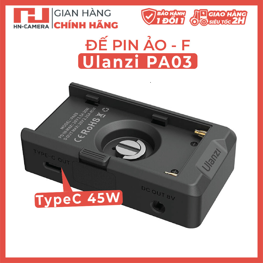 Đế pin ảo NP-F970 Ulanzi PA03 Mount Adapter hỗ trợ Output 45W Type-C