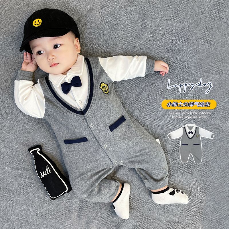 Infant baby boy newborn full-month 100-day celebration bow tie one-year-old spring, autumn, winter r