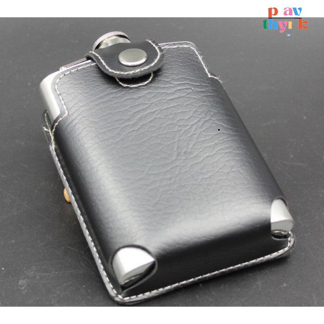 Bình Inox Đựng Rượu Hip Flask 250ml Cao Cấp Bao Da Xách Tay Nữ
