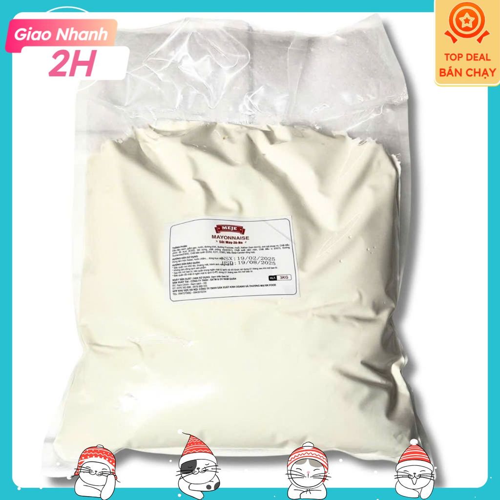 Sốt Mayonnaise MEJE 3kg sốt mayonnaise Tiết kiệm, Sốt Horeca Kewpie,Ma-yo-bơ Kewpie  dung tích lớn