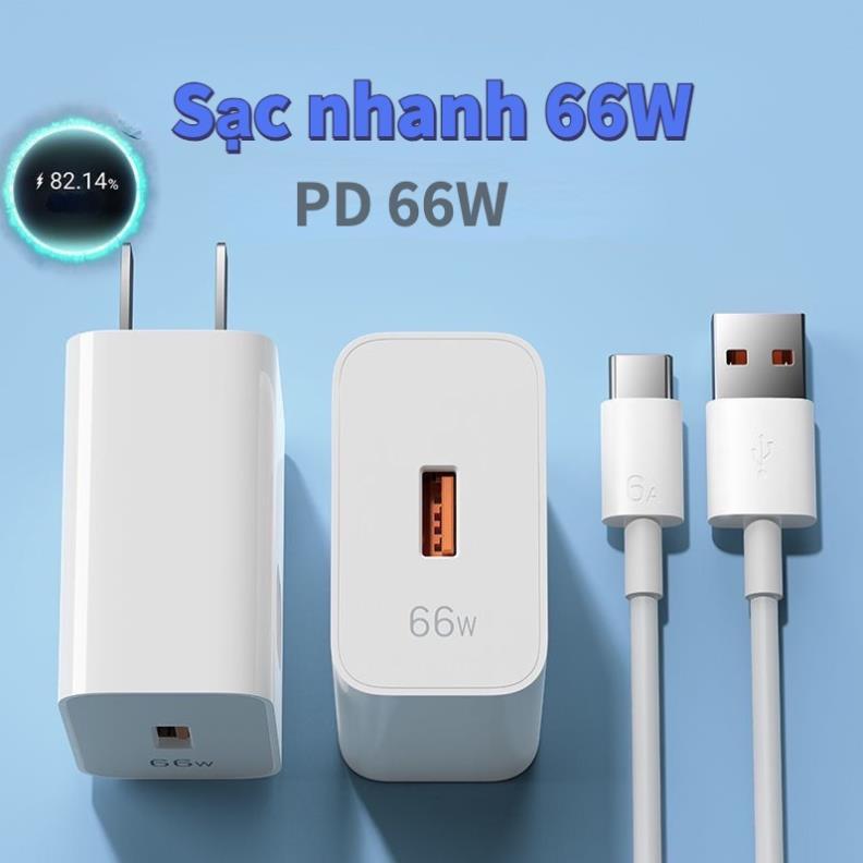 Bộ Củ Cáp Sạc Nhanh PD 66w NBR Cho Các Dòng Máy (Củ PD 66W+6A Cáp Type-C ) , Sạc Nhanh Không Nóng Má