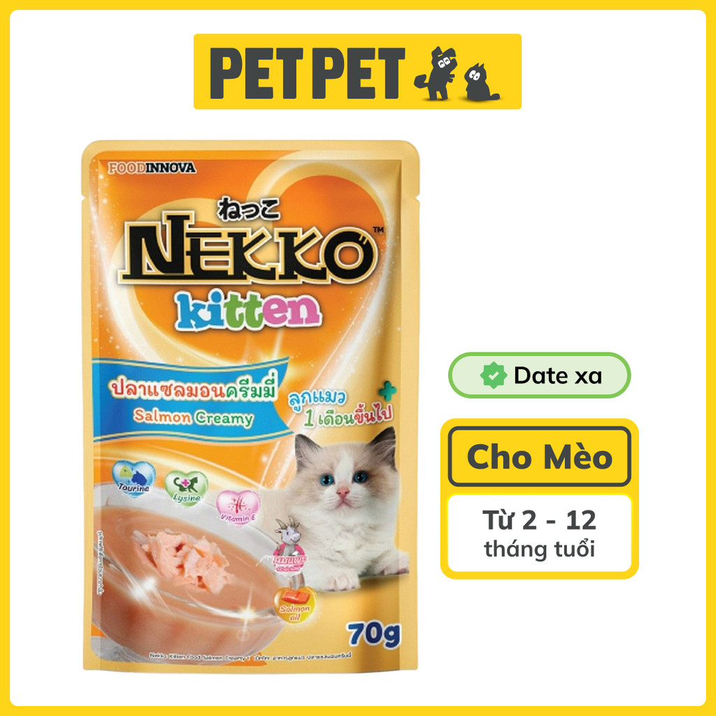 Pate Nekko Cho Mèo Con Cá Hồi Dạng Kem Gói 70g