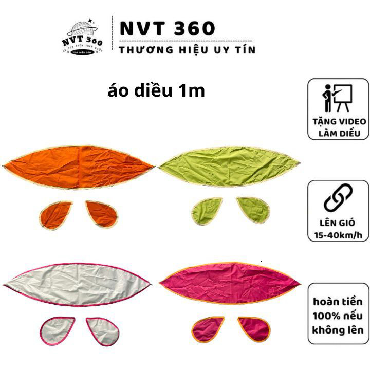 áo diều sáo 1m lắp ghép diều song vân ,đại trà , đuôi cá vào khung 1m