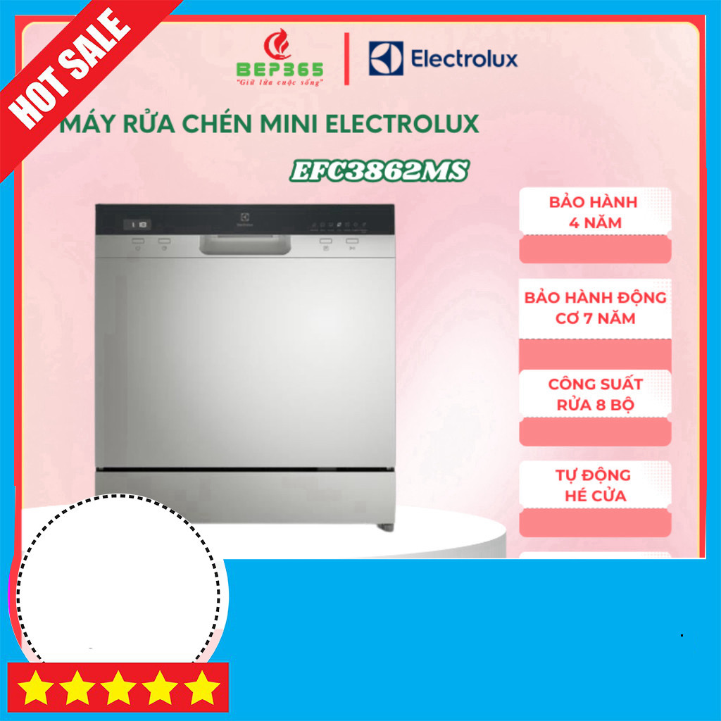 Khuyến mãi Máy rửa bát để bàn Electrolux EFC3862MS 8 bộ AutoOpen chính hãng Miễn phí lắp đặt