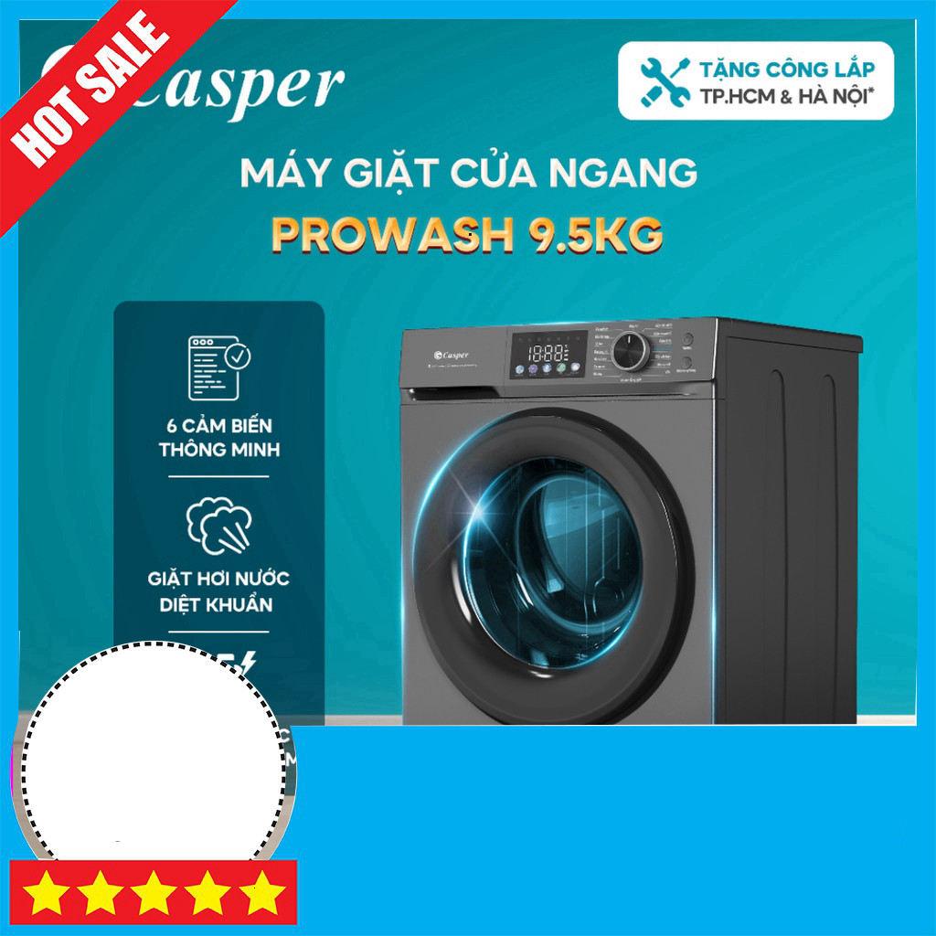 Khuyến mãi - Máy giặt cửa ngang Casper Inverter 8/9.5/10.5/12.5KG WF-D95VGR1/WF-D105VGR1 . Miễn phí 