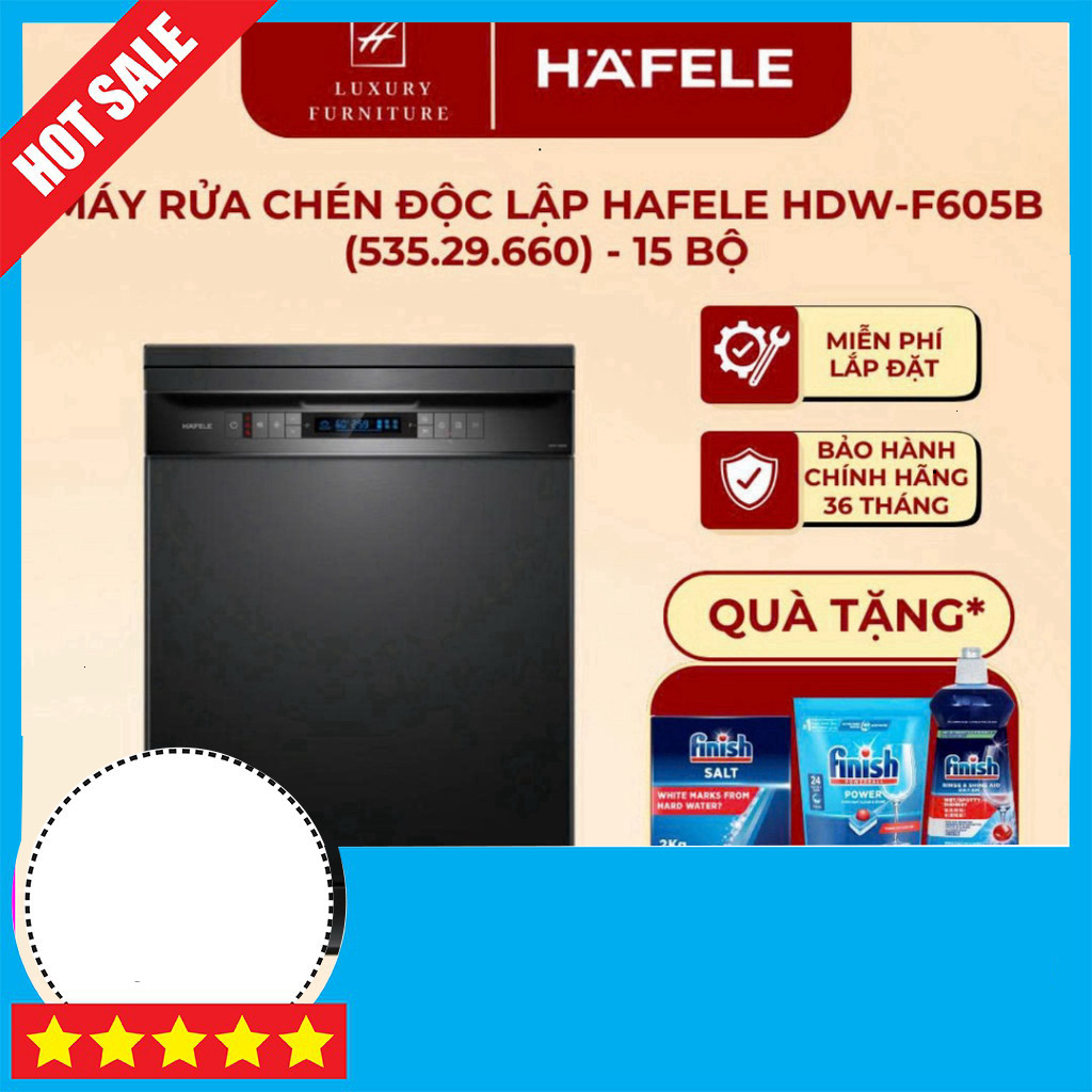 Khuyến mãi Máy rửa chén Hafele HDW-F605B chính hãng, bảo hành tốt, chất lượng cao Miễn phí lắp đặt
