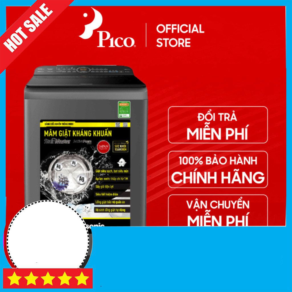 Khuyến mãi Máy giặt Panasonic cửa trên 10Kg NA-F100A9DRV giặt siêu tốc Miễn phí lắp đặt