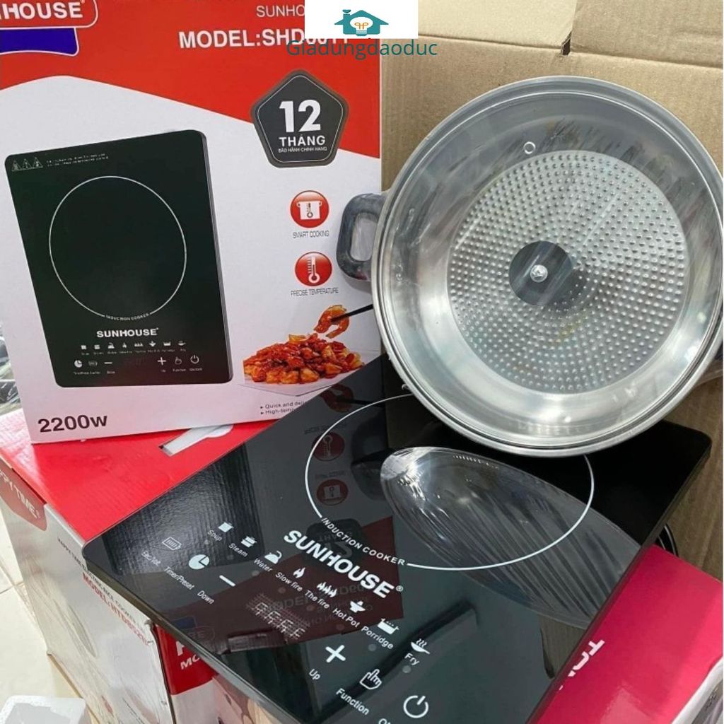 ( tặng kèm nồi) Bếp Từ Đơn Cảm Ứng SHD6011 Công Suất 2200W Cao Cấp Tiết Kiệm Điện, Bếp Từ Sunhouse T