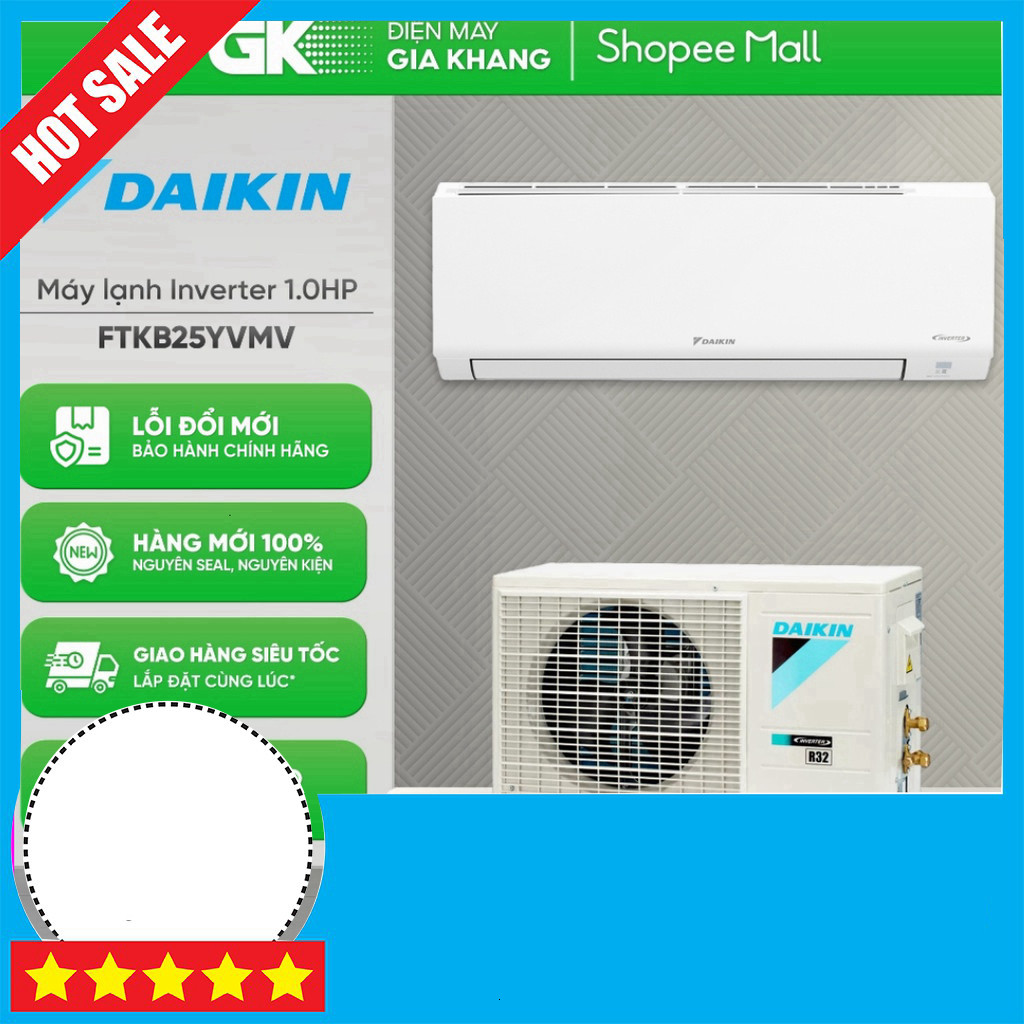 Khuyến mãi Máy lạnh Daikin 1HP FTKB25ZVMV Inverter / FTF25XAV1V Không Inverter - Lắp đặt miễn phí Mi