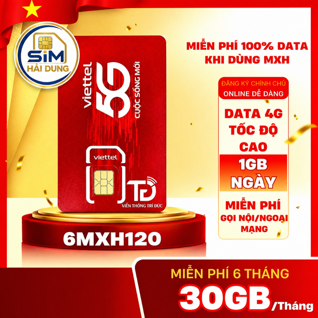 Sim Viettel 5G 12MXH120 miễn phí 1 năm nghe gọi và vào mạng thả ga - Sim chính chủ - Gia hạn lâu dài