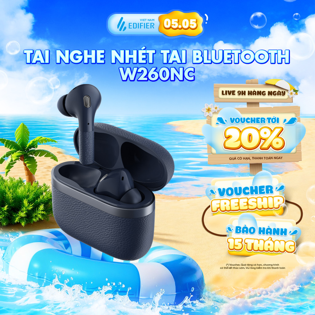 Tai Nghe Bluetooth Nhét Tai EDIFIER W260NC | Khử Ồn Chủ Động | Thời Gian Sử Dụng Đến 32H | Bảo Hành 15 Tháng