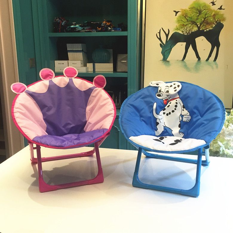 Children's folding backrest chair, moon chair, cartoon small stool, baby dining chair, portable outd