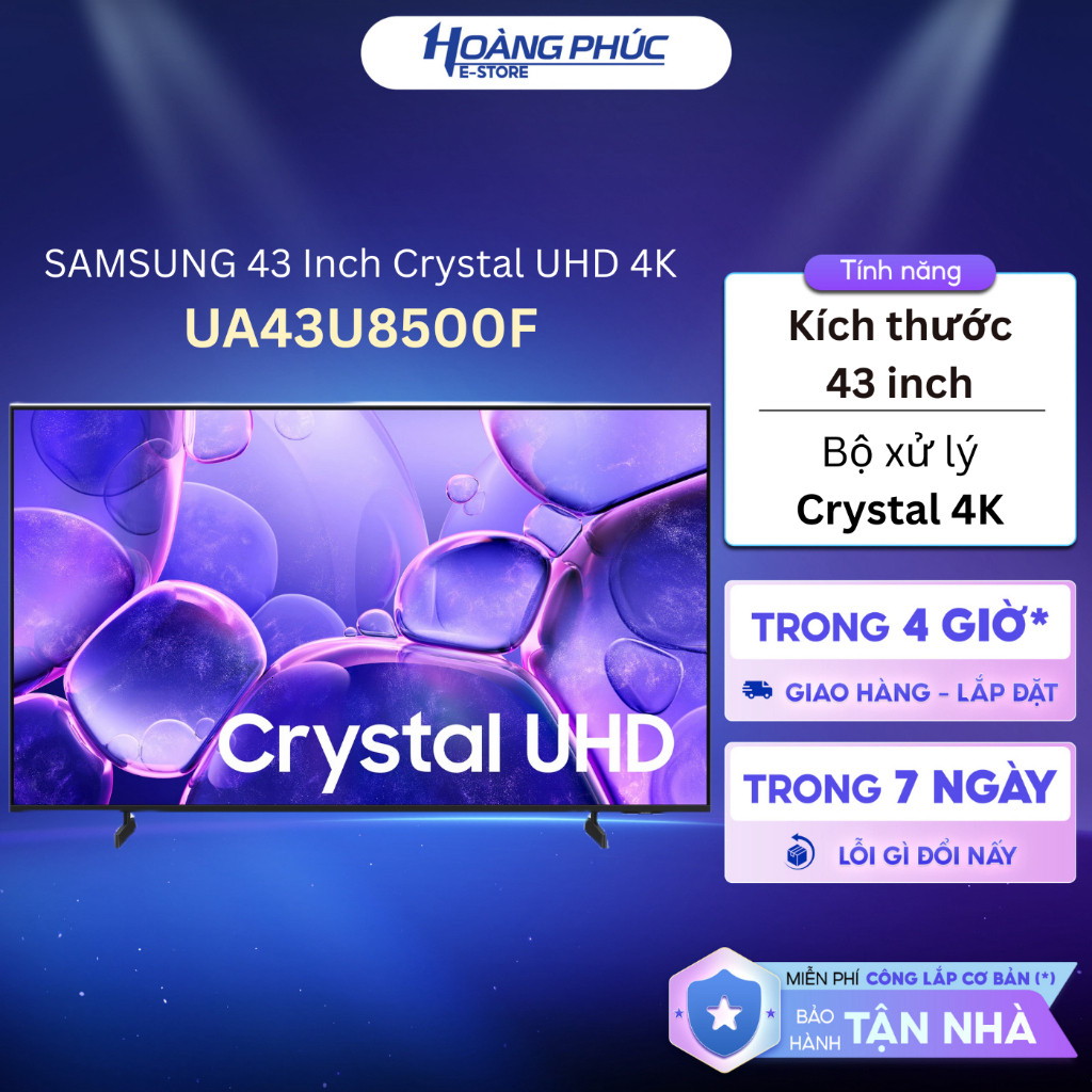 UA43U8500F - SAMSUNG 43 Inch Crystal UHD U8500F 4K Smart TV (2025) UA43U8500FKXXV {Toàn Quốc}
