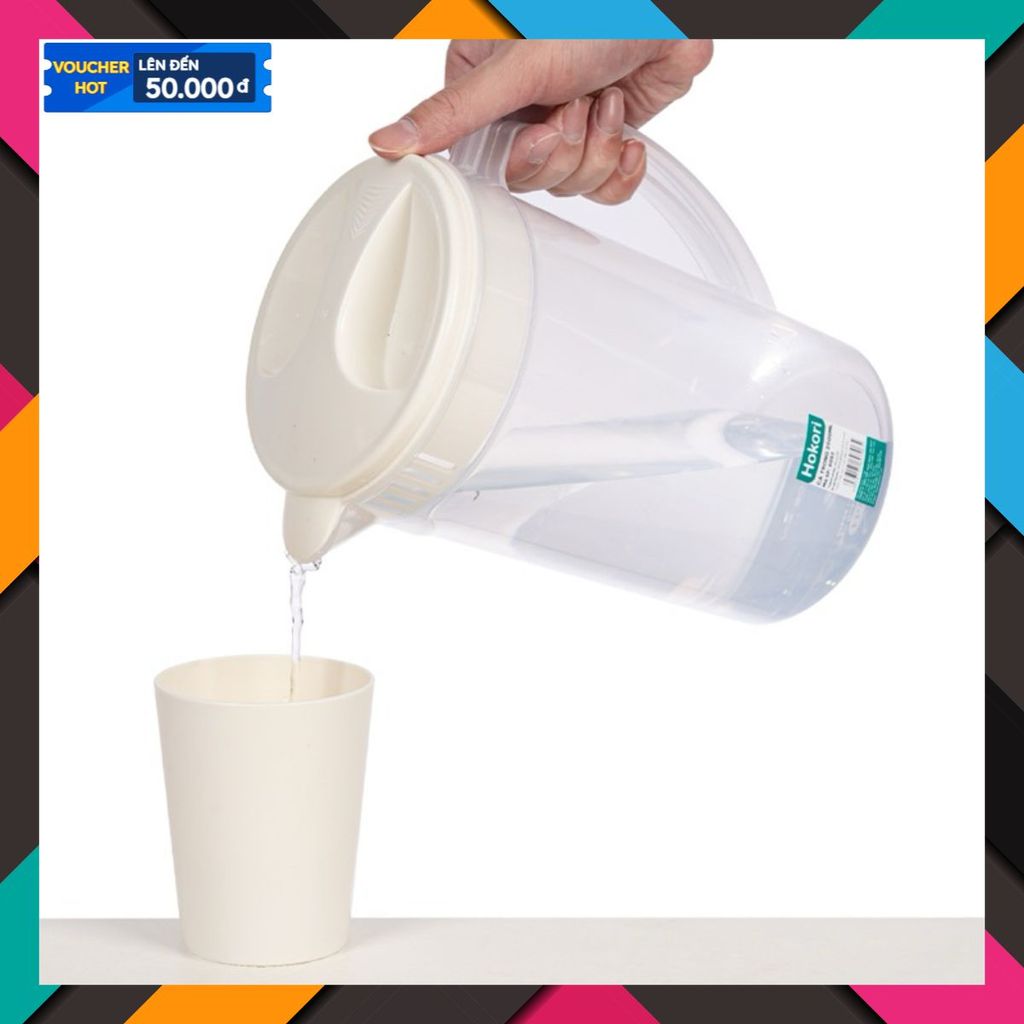 [HOT] BỘ 4 CỐC NHỰA VÀ CA TRONG 2500ML HOKORI 6052 NẮP ĐẬY KÍN ( hàng loại 1)
