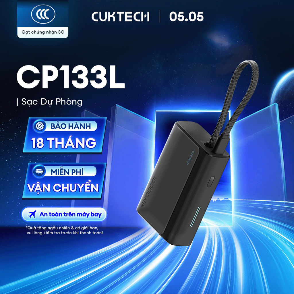 Sạc CUKTECH CP13/CP133L Kèm Cáp | Sạc Nhanh 30W Max | Dung Lượng 10.000mAh | Bảo Hành 18 Tháng LPB100 PB100S