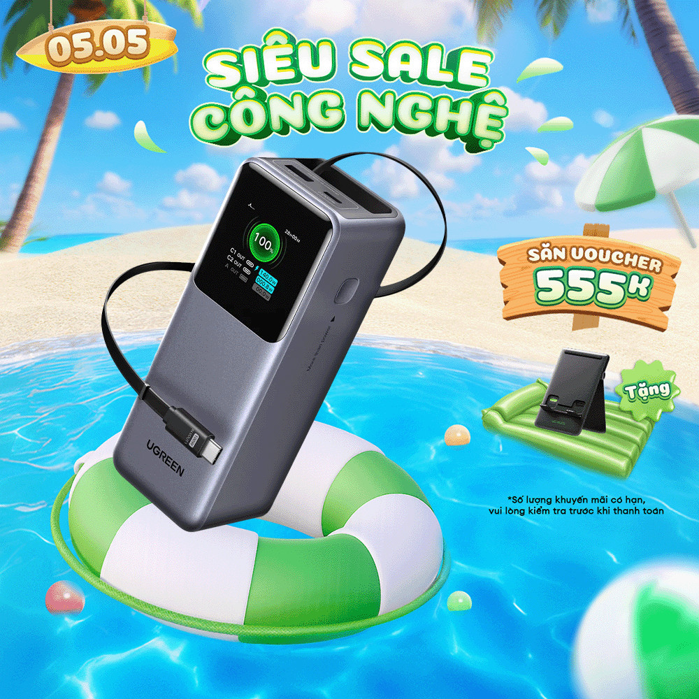 Pin sạc dự phòng 25000mAh-200w/20000mAh-130w-165w/12000mAh-100w Ugreen Nexode Màn LED | BH 18 tháng 