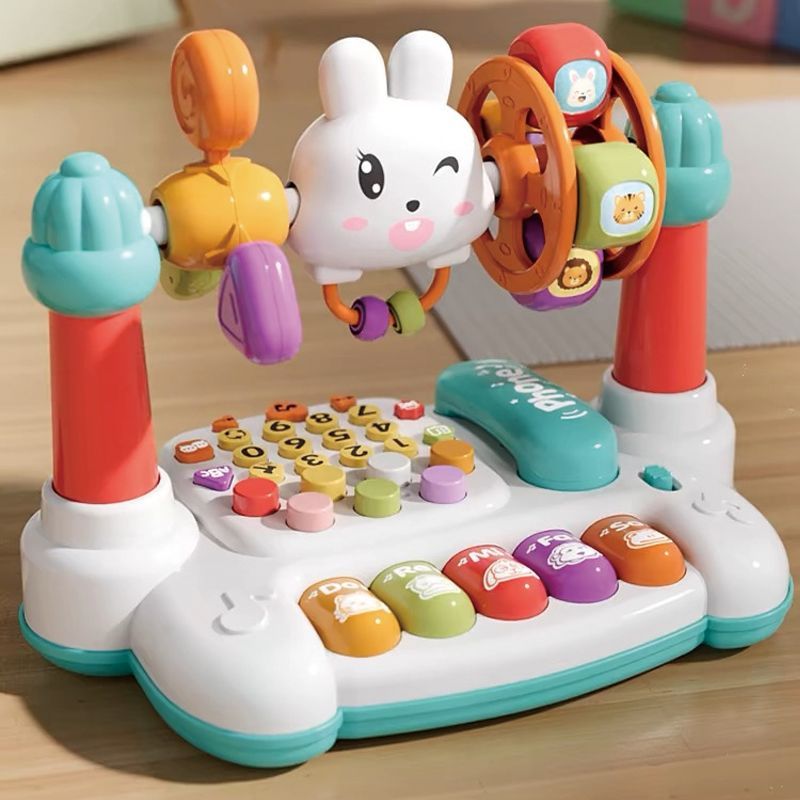 Toy multifunctional telephone, simulated landline, bunny educational music story early education toy