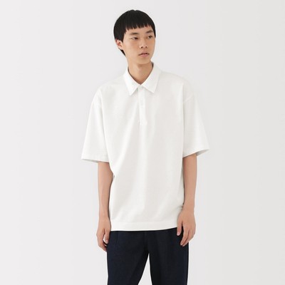 MUJI Áo Polo Nam Vải Cool Touch Dáng Rộng Tay Lửng