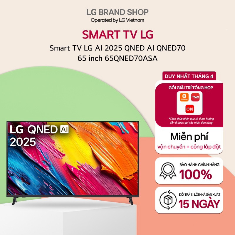 [ Chỉ giao miền Nam/Bắc ]65QNED70ASA - TV thông minh AI 2025 QNED AI QNED70 65 inch