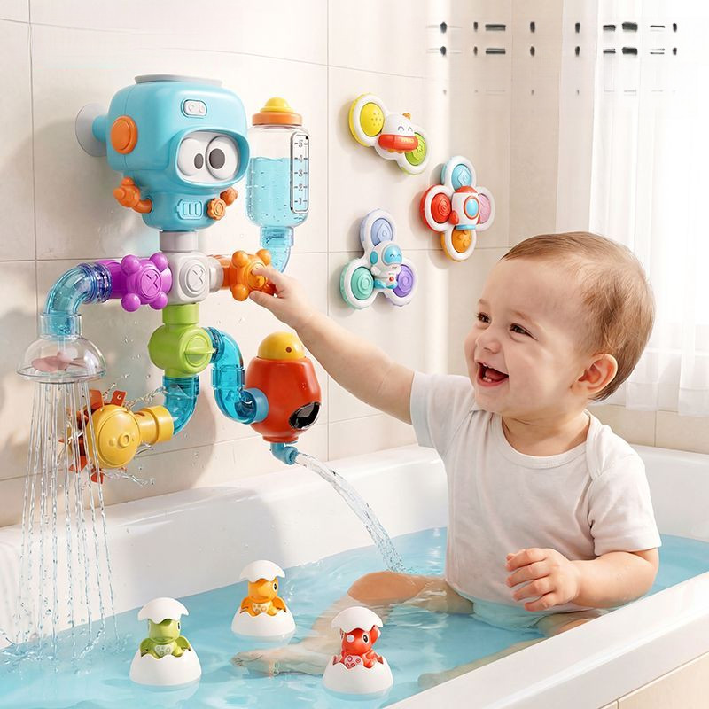 Baby bath toys DIY Interlocking pipes children's educational toy for boys and girls, baby shower, in