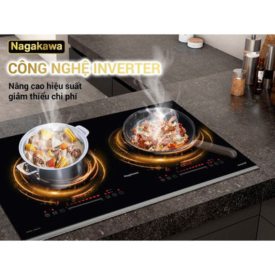 [CHÍNH HÃNG] Bếp Âm 2 Vùng Nấu Từ Nagakawa NDI9191 - Công Suất 4000W – Inverter Tiết Kiệm Điện