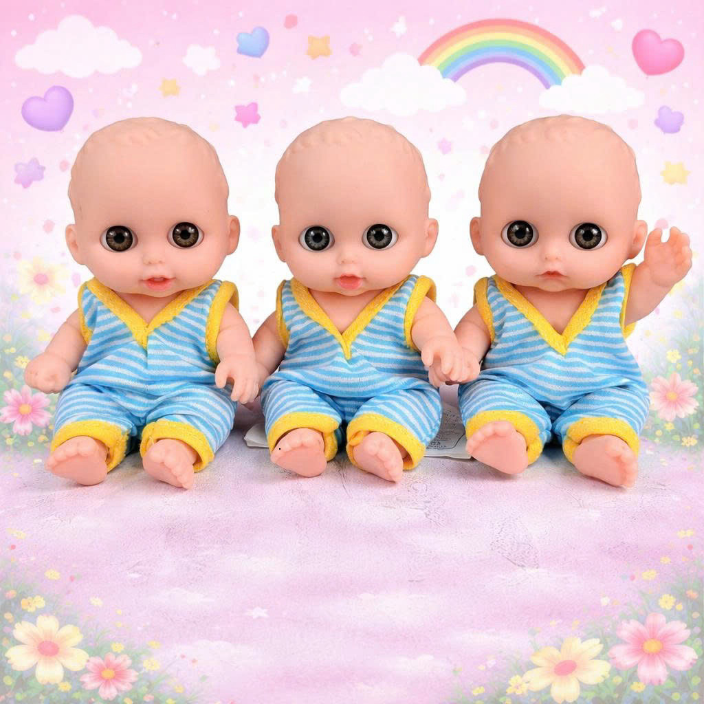 (giao biểu cảm ngẫu nhiên+ áo) Búp Bê Nhựa Mềm Mắt To 2 cm 5 inch Vinyl reborn Baby Doll PVN4467