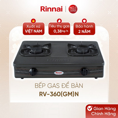 [CHÍNH HÃNG] Bếp gas dương Rinnai RV-360(GM)N - Mặt bếp Thép phủ men và kiềng bếp men