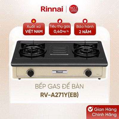 [CHÍNH HÃNG] Bếp gas dương Rinnai RV-A271Y(EB) - Mặt bếp Thép phủ men và kiềng bếp men
