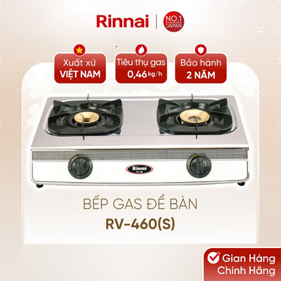 [CHÍNH HÃNG] Bếp gas dương Rinnai RV-460(S) - Mặt bếp Thép không gỉ và kiềng bếp men
