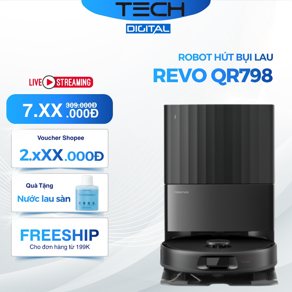 [Hỏa Tốc 2H] Roborock QRevo QR798 10.000 Pa Chống Rối Robot Hút Bụi Lau Nhà - Quốc Tế