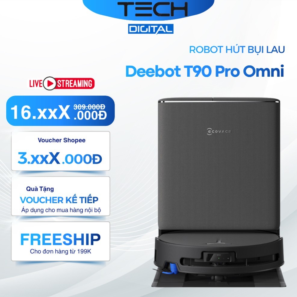 [Hỏa Tốc 2H] Ecovacs Deebot T90 Pro Omni 30.000 Pa, Robot Hút Bụi Lau Nhà – Bản Chính Hãng