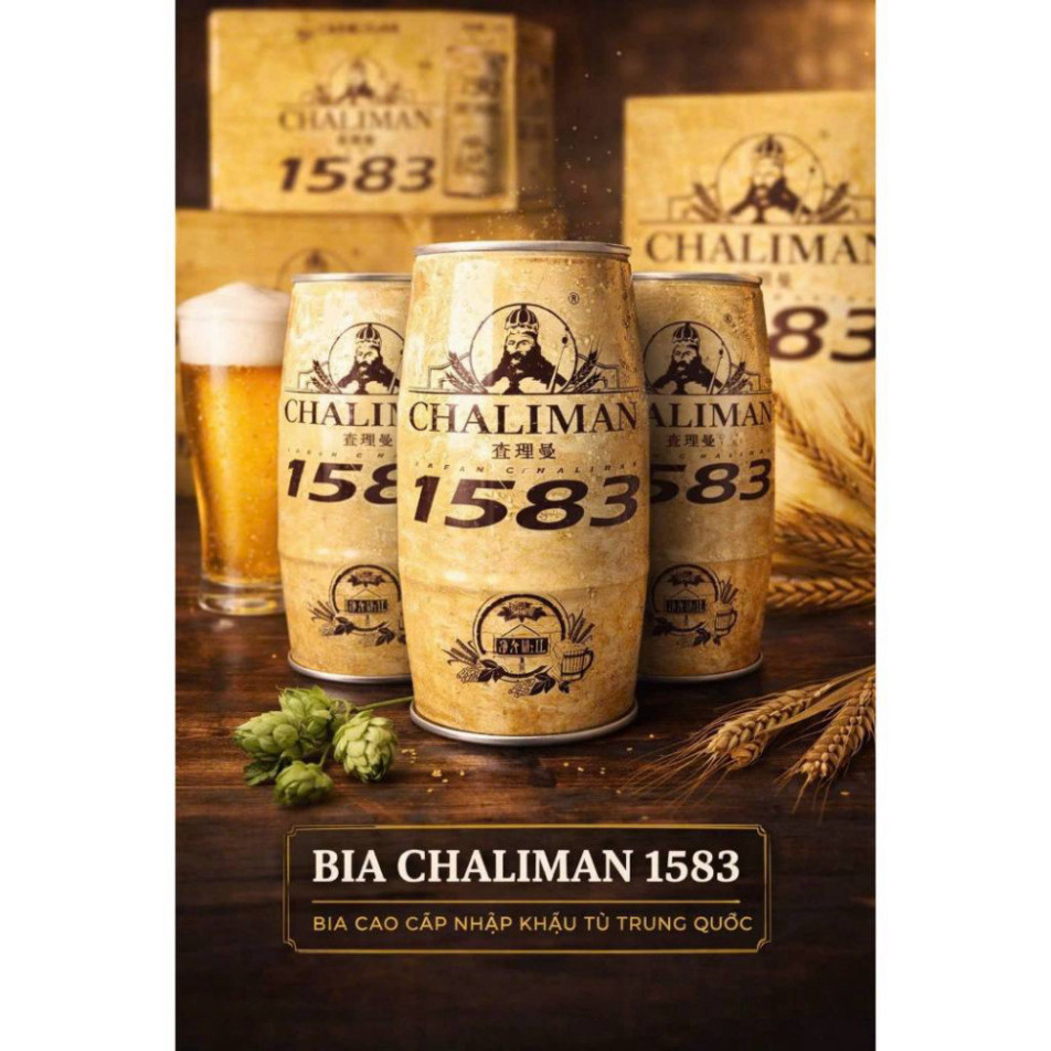 Bia Chaliman 1583 Lon 1 Lít Khổng Lồ - Bia Ngon Cho Tiệc Vui Cực Đã