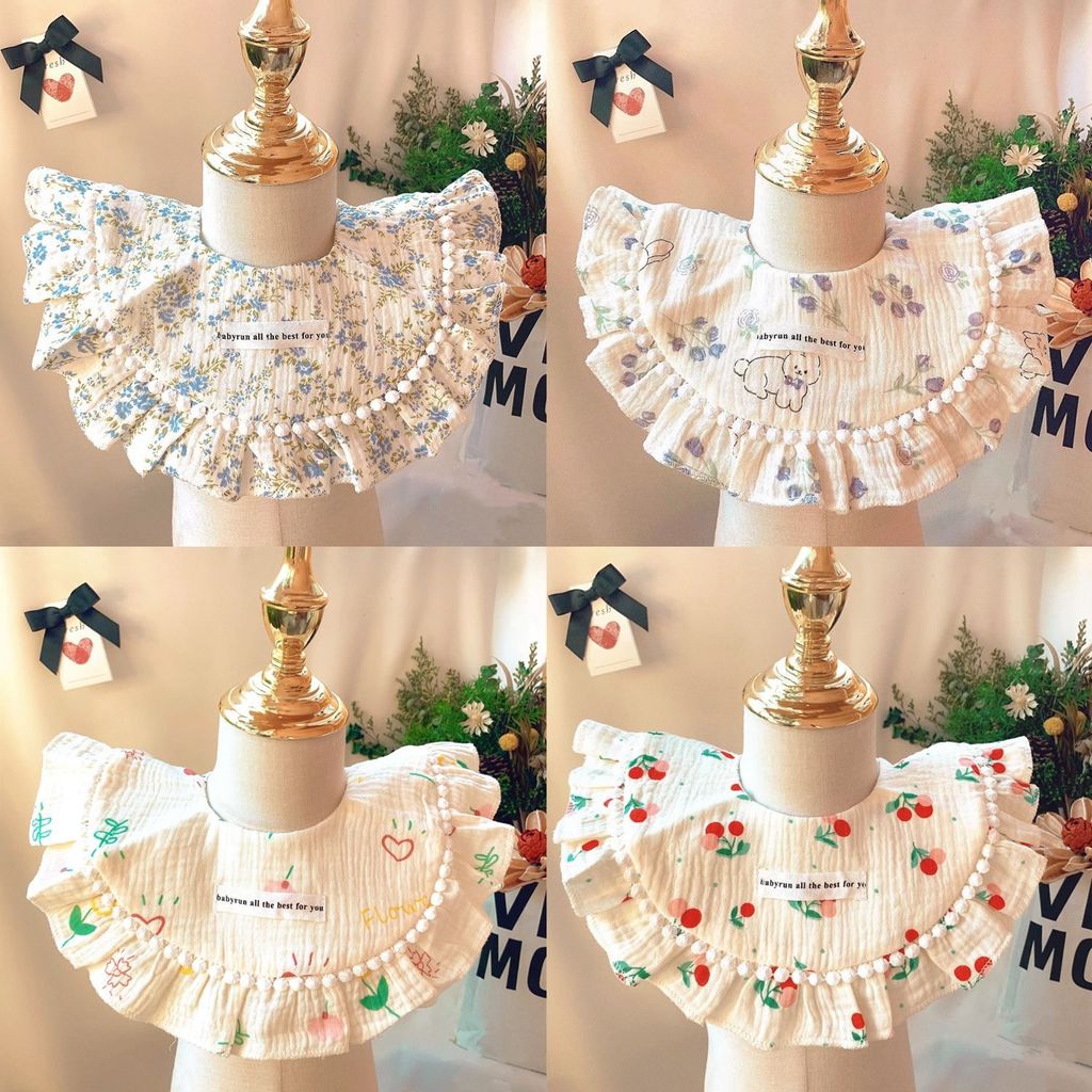 Baby bib, waterproof baby apron, princess-style lace bib for girls, newborn feeding bib, Korean styl
