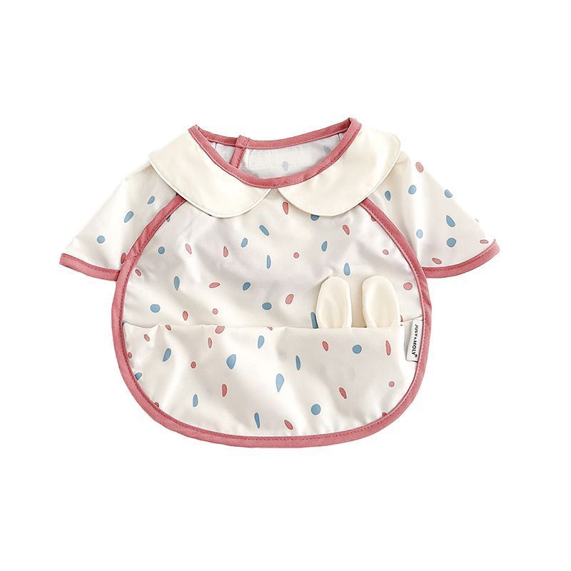 Baby apron for eating, waterproof short-sleeve anti-dirt apron, children's eating bib, summer thin s