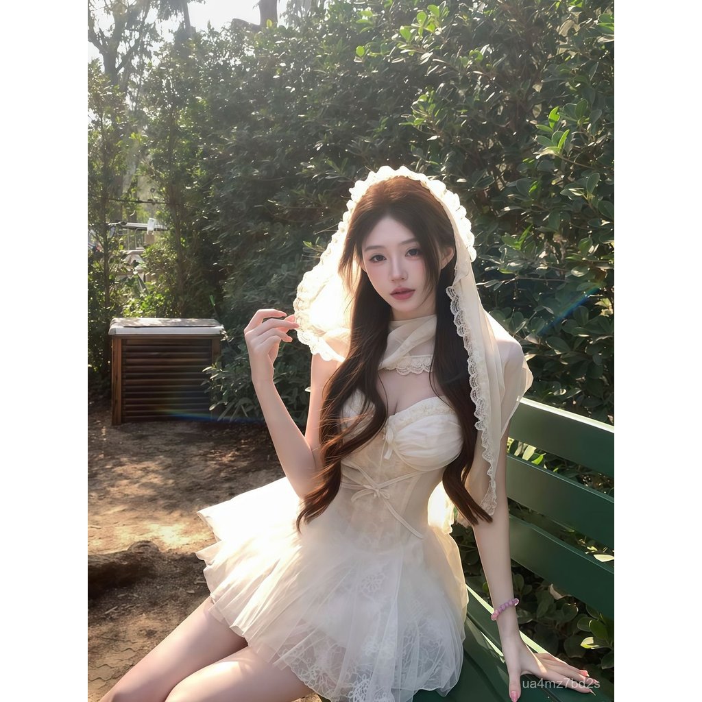 Đầm Lolita nữ tính kèm khăn choàng, bộ hai mảnh dành cho nữ, trang phục váy bồng bềnh thanh lịch mùa