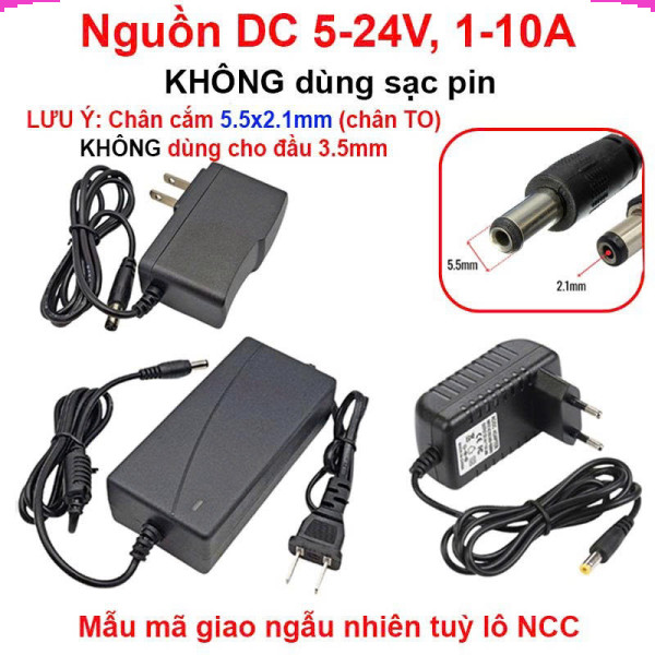 Adapter Chuyển Đổi Nguồn 220V Sang DC (Không Có Chức Năng Sạc Pin), Jack 5.5x2.1mm Loại To