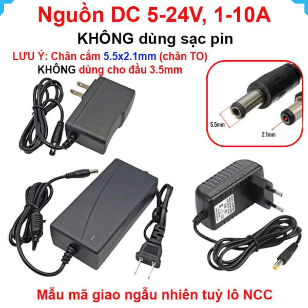 Nguồn DC 5.5x2.1mm Loại To, Dùng Cho Camera Màn Hình Và Thiết Bị Điện, Không Có Chức Năng Sạc Pin