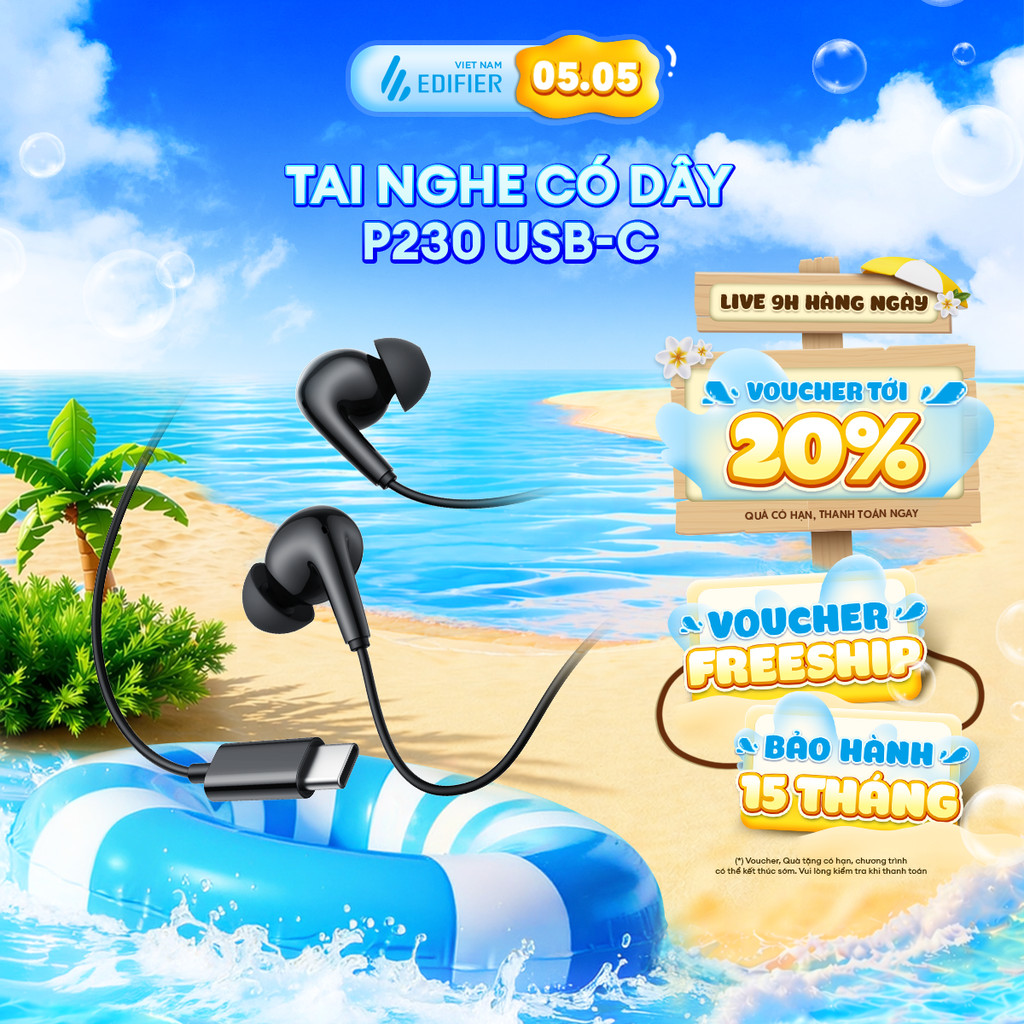 Tai Nghe Nhét Tai Có Dây EDIFIER P230 USB-C | EQ Cài Sẵn | Âm Thanh Chi Tiết | Kháng Nước, Bụi IP54 | Bảo Hành 15 Tháng
