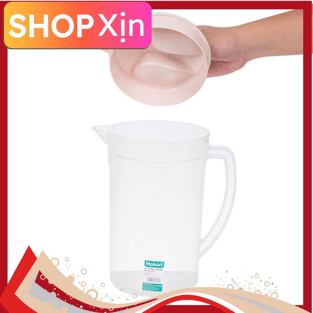 được kiểm tra hàng ca trong 2500ml hokori 6052 nắp đậy kín việt nhật ca nhựa dày hàng việt nhật cao 