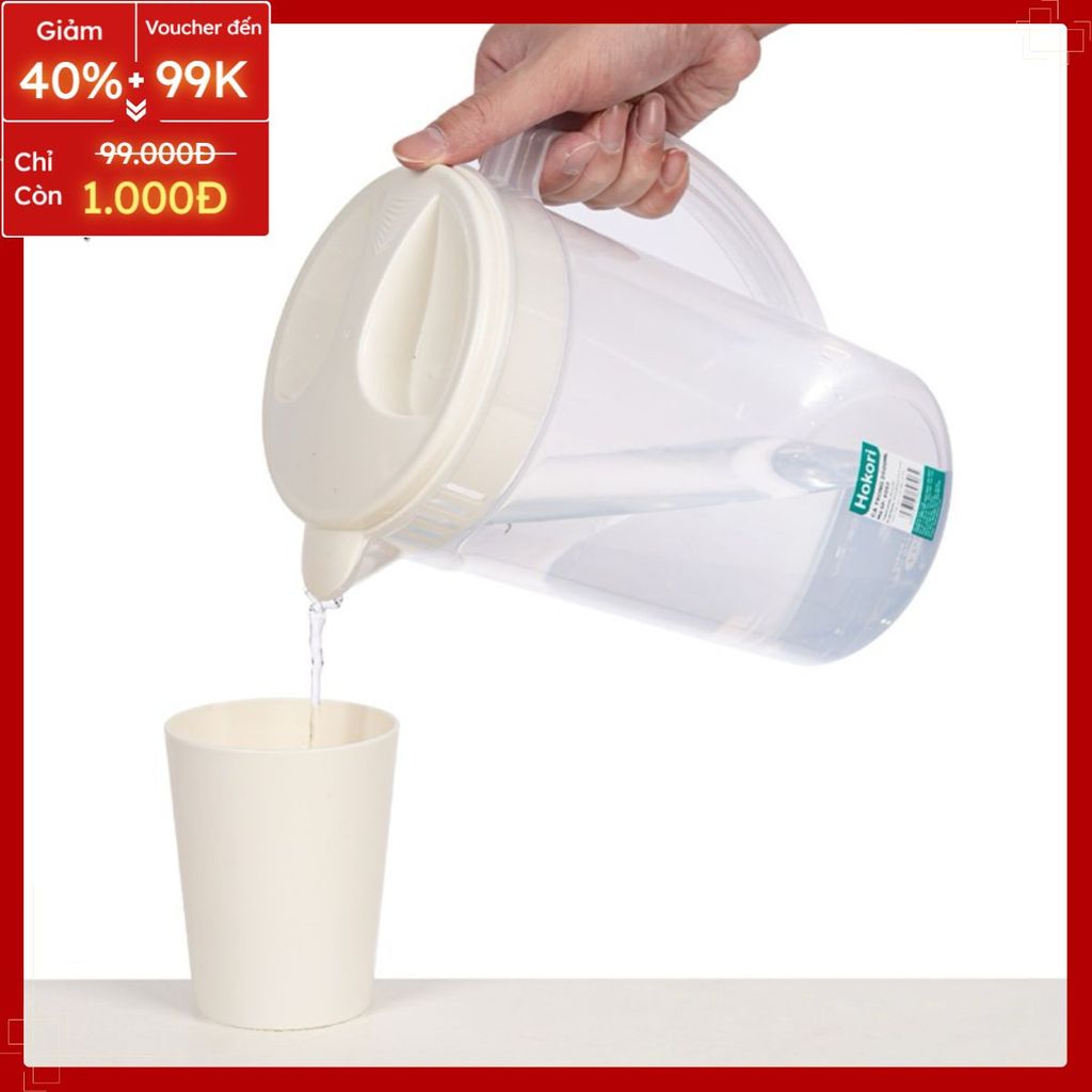 (việt nhật thanh lý) BỘ 4 CỐC NHỰA VÀ CA TRONG 2500ML HOKORI 6052 NẮP ĐẬY KÍN VÀ CÓ LƯỚI LỌC AN TOÀN