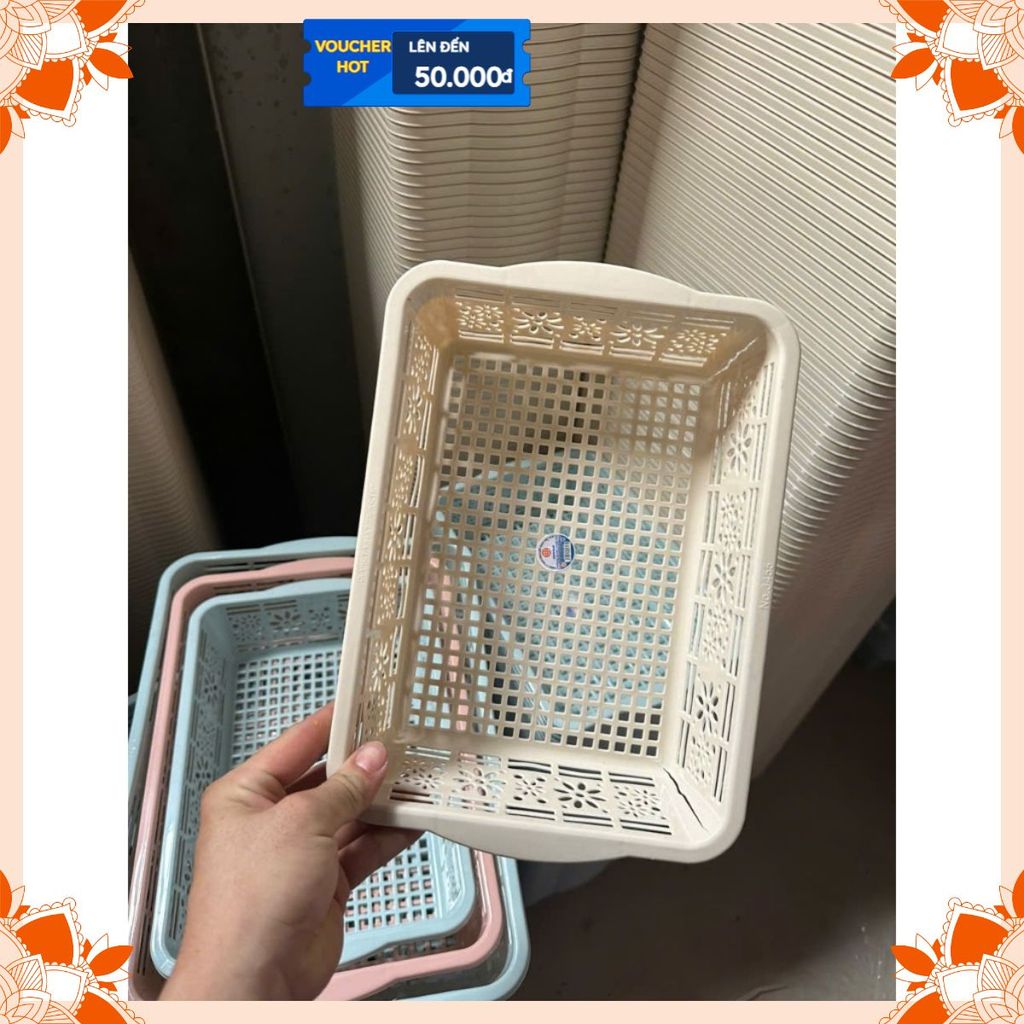 ( xả kho) rổ nhựa chữ nhật. rổ nhựa ren bền đẹp việt nhật , rổ đựng tài liệu ,đựng đồ dùng cá nhân t
