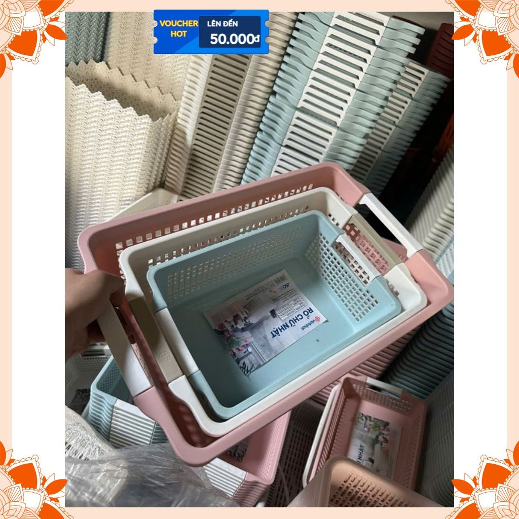 ( xả kho) Rổ Nhựa Chữ Nhật Việt Nhật có 3 size ,rổ đựng tài liệu ,rổ đựng đồ dùng cá nhân tiện lợi ,