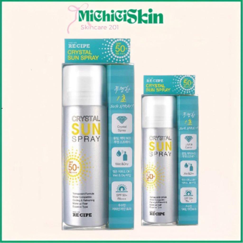 [MICHICI Skin] Xịt chống nắng Crystal Sun Spray Hàn Quốc RECIPE CRYSTAL SUN SPRAY SPF 50 + PA+++ 150