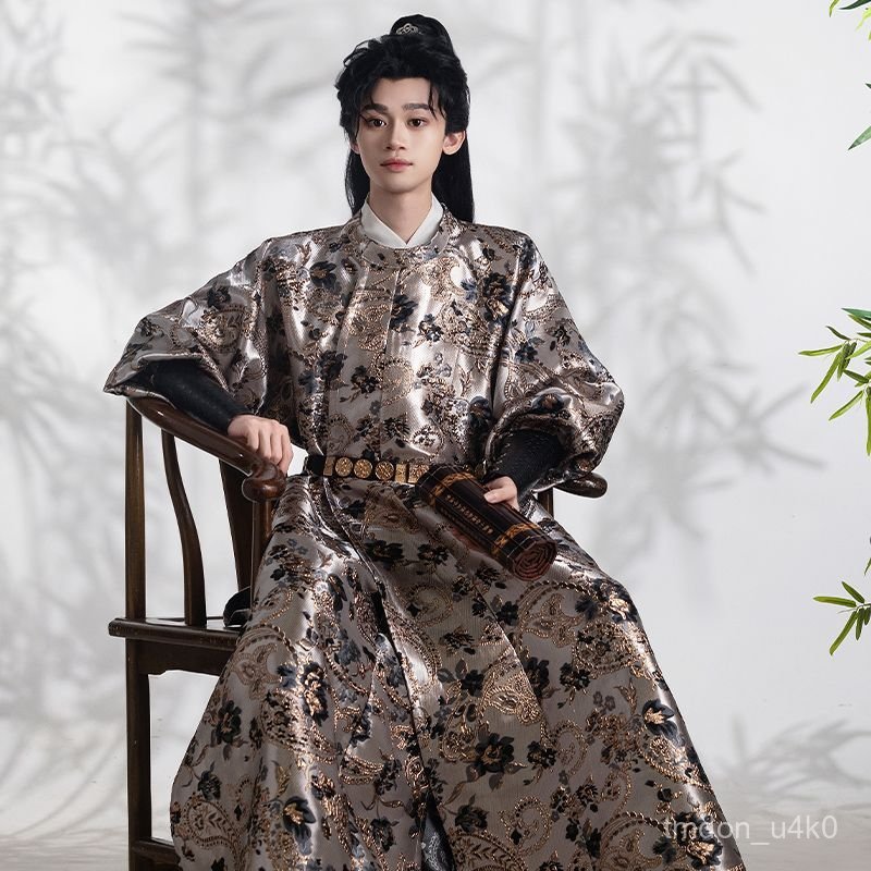 Áo choàng cổ tròn Hanfu nam, trang phục cổ trang kiểu nhà Đường, mẫu thu đông, trang phục nam cổ tra