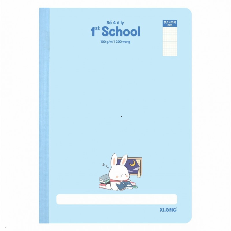 Sổ kẻ ô ly 200 trang Klong MS 064 Sổ 4 ô ly may dán gáy A4 100GSM
